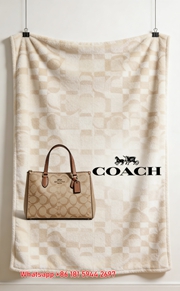 COACH Signature Tote Bag Print Flannel Throw Blanket for Couch C288